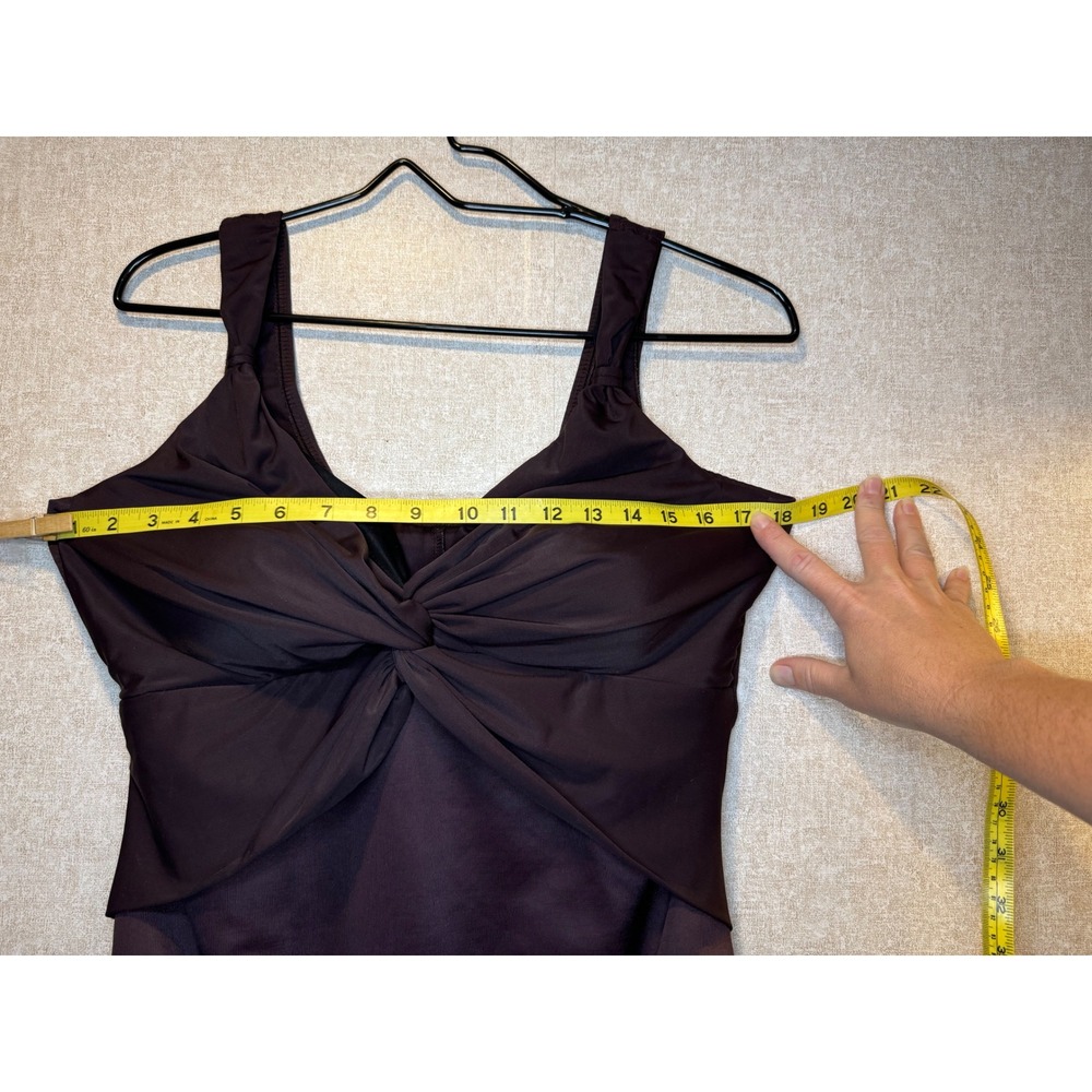 Miraclesuit Estilo Cocoa Brown Twist Front One Piece Swimsuit Slimming Size 16W - Picture 5 of 9